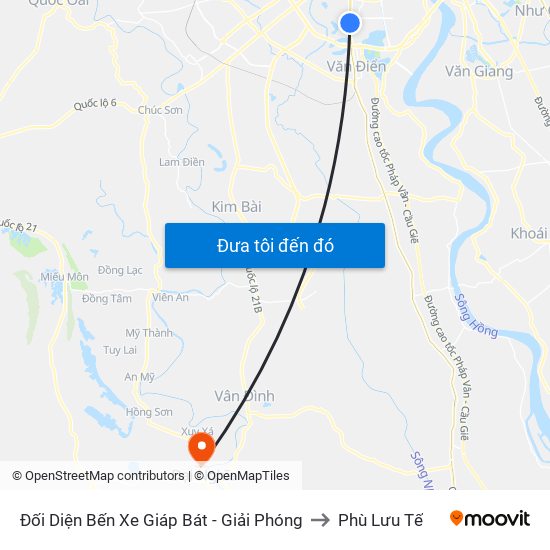 Đối Diện Bến Xe Giáp Bát - Giải Phóng to Phù Lưu Tế map