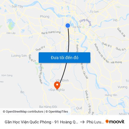 Gần Học Viện Quốc Phòng - 91 Hoàng Quốc Việt to Phù Lưu Tế map
