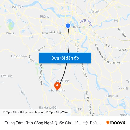 Trung Tâm Khtn Công Nghệ Quốc Gia - 18 Hoàng Quốc Việt to Phù Lưu Tế map