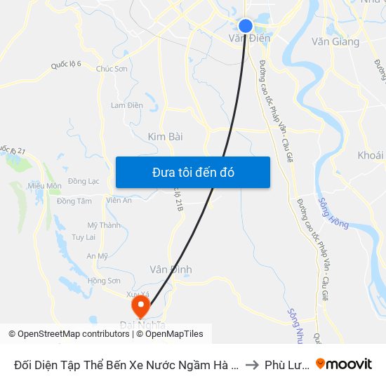 Đối Diện Tập Thể Bến Xe Nước Ngầm Hà Nội - Ngọc Hồi to Phù Lưu Tế map