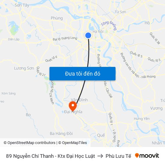 89 Nguyễn Chí Thanh - Ktx Đại Học Luật to Phù Lưu Tế map