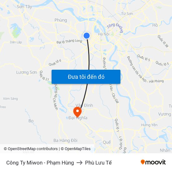Công Ty Miwon - Phạm Hùng to Phù Lưu Tế map