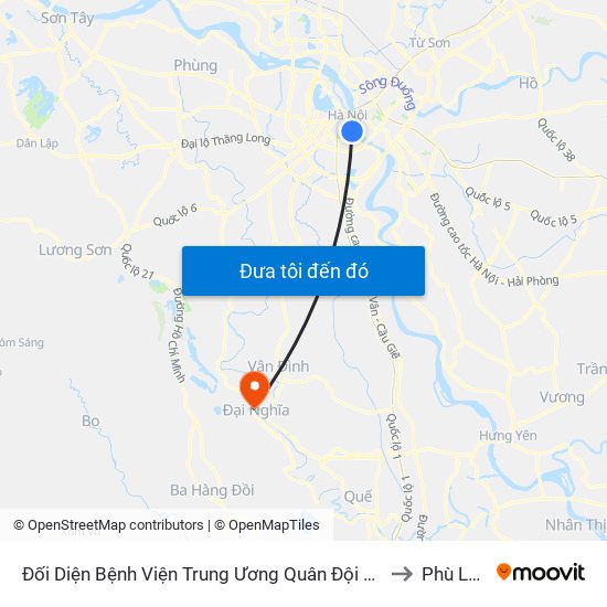 Đối Diện Bệnh Viện Trung Ương Quân Đội 108 - Trần Hưng Đạo to Phù Lưu Tế map