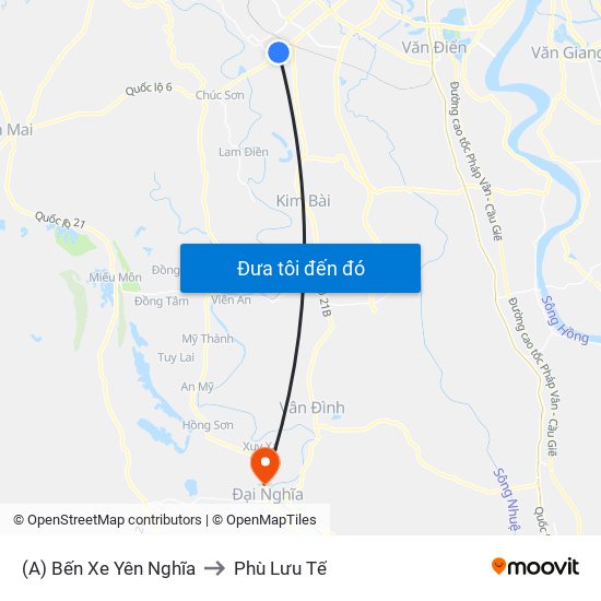 (A) Bến Xe Yên Nghĩa to Phù Lưu Tế map