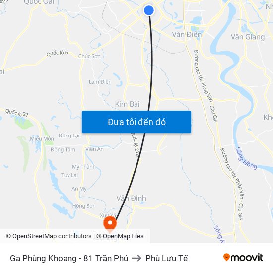Ga Phùng Khoang - 81 Trần Phú to Phù Lưu Tế map