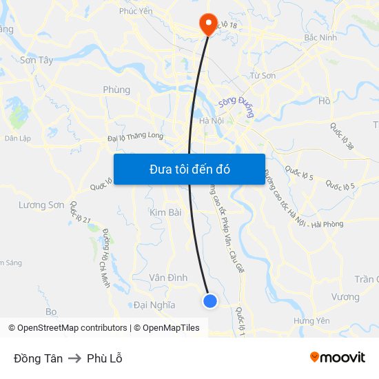 Đồng Tân to Phù Lỗ map