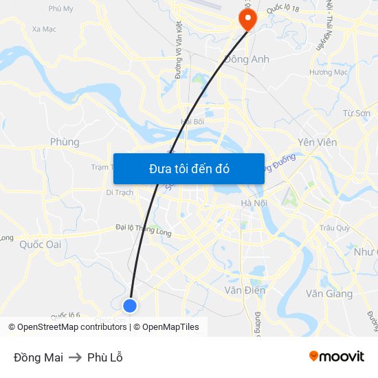 Đồng Mai to Phù Lỗ map