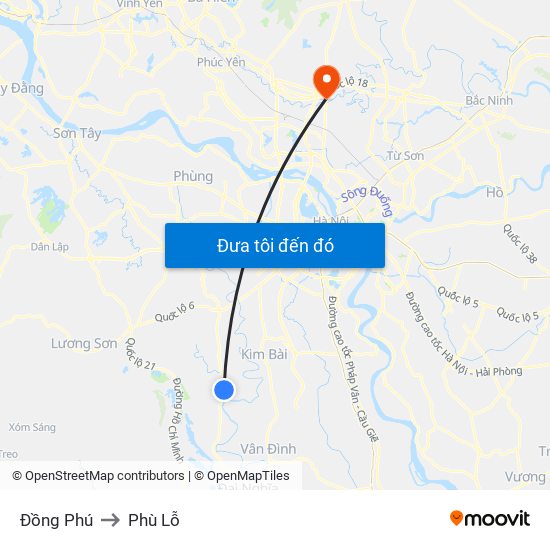 Đồng Phú to Phù Lỗ map