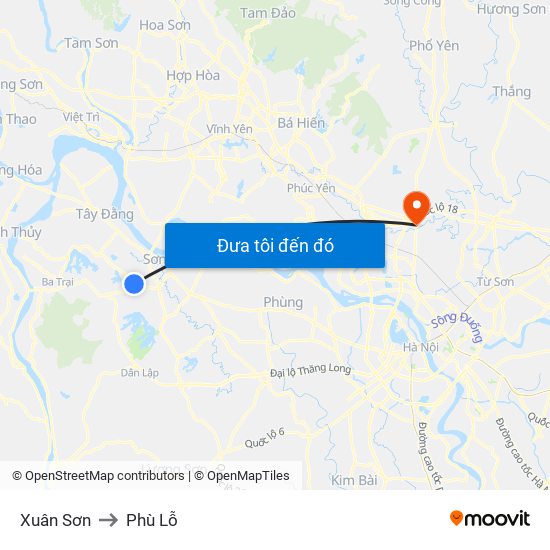 Xuân Sơn to Phù Lỗ map