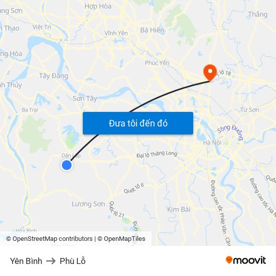 Yên Bình to Phù Lỗ map