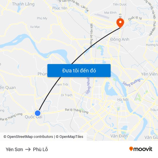 Yên Sơn to Phù Lỗ map