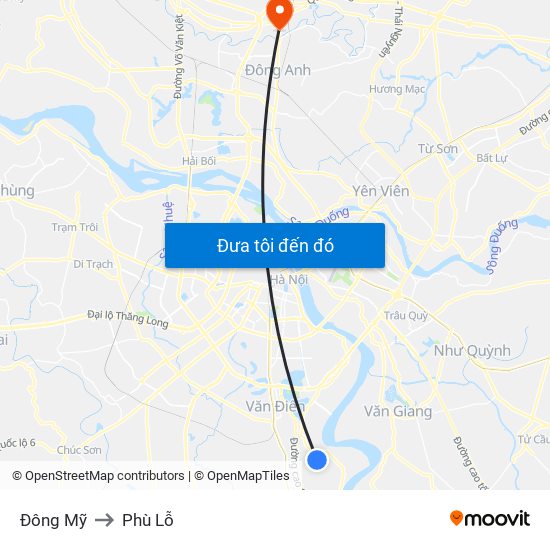 Đông Mỹ to Phù Lỗ map