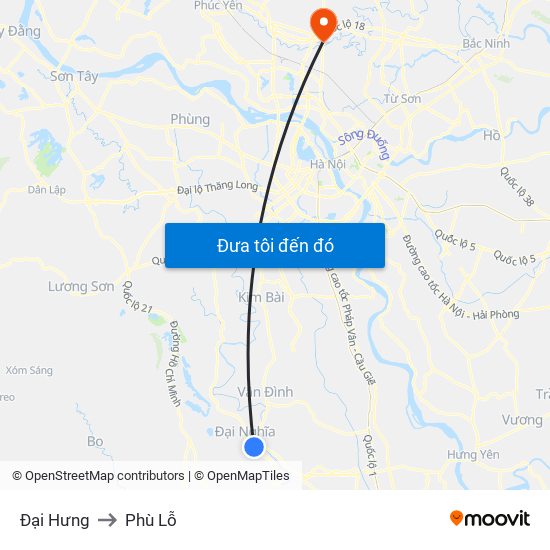 Đại Hưng to Phù Lỗ map