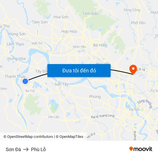 Sơn Đà to Phù Lỗ map