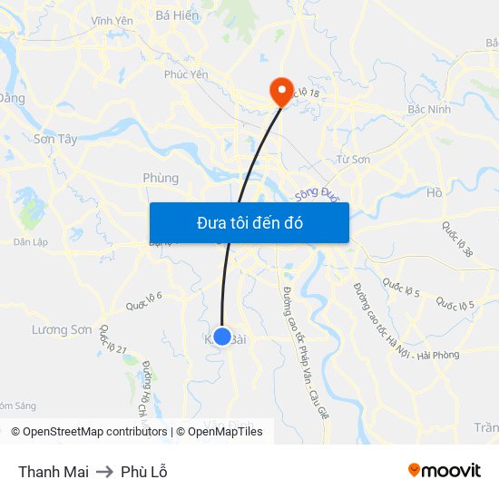 Thanh Mai to Phù Lỗ map