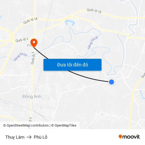 Thuỵ Lâm to Phù Lỗ map