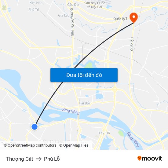 Thượng Cát to Phù Lỗ map