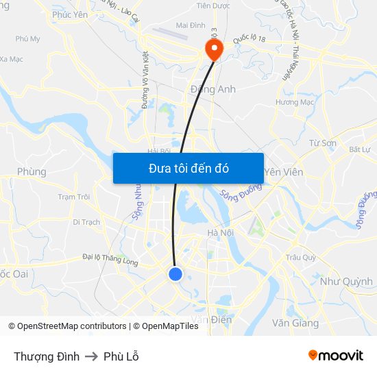 Thượng Đình to Phù Lỗ map