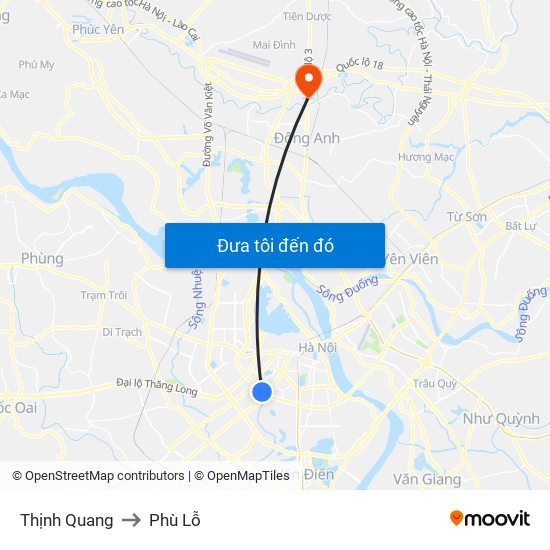 Thịnh Quang to Phù Lỗ map