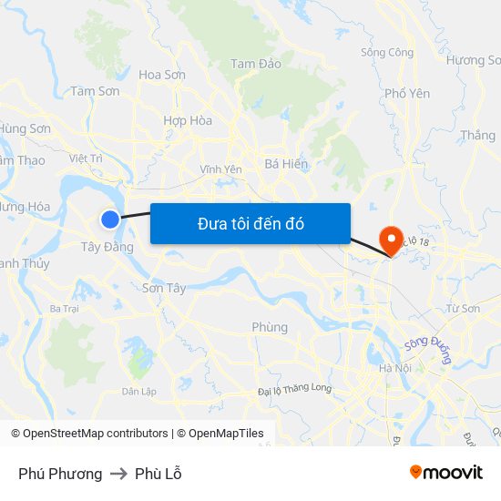 Phú Phương to Phù Lỗ map