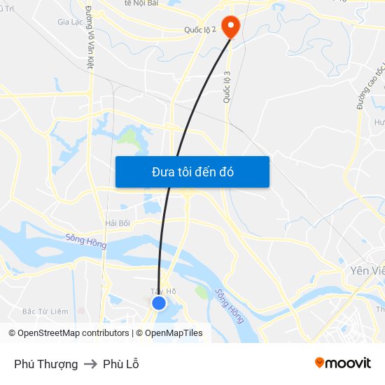 Phú Thượng to Phù Lỗ map