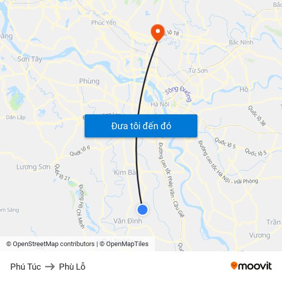 Phú Túc to Phù Lỗ map