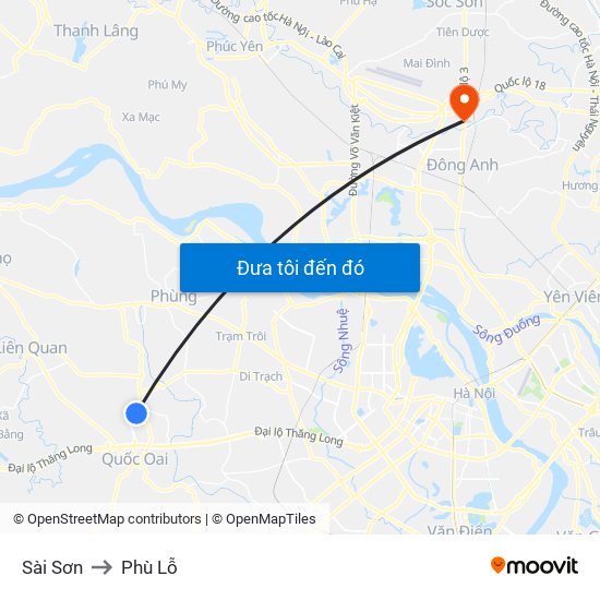 Sài Sơn to Phù Lỗ map