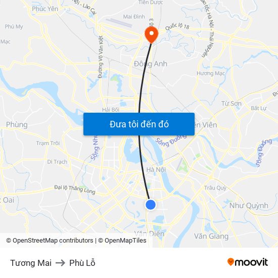 Tương Mai to Phù Lỗ map