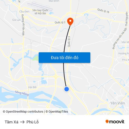 Tầm Xá to Phù Lỗ map