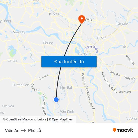 Viên An to Phù Lỗ map