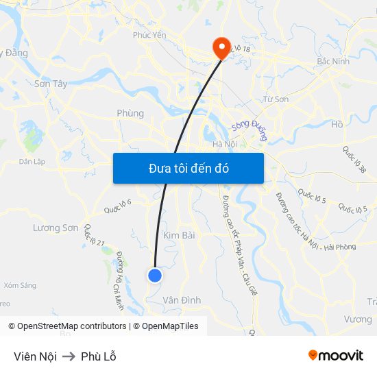 Viên Nội to Phù Lỗ map