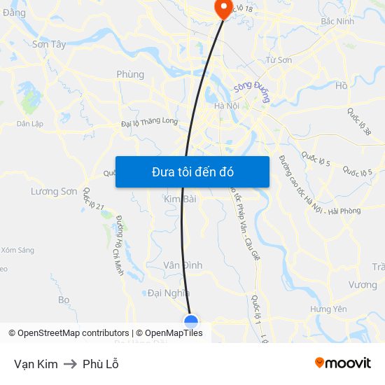 Vạn Kim to Phù Lỗ map