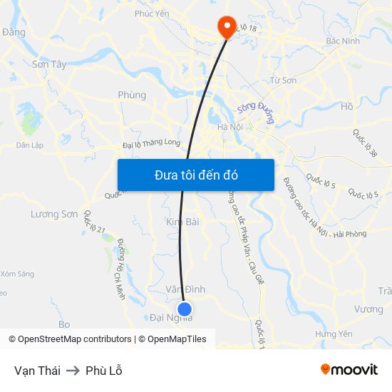 Vạn Thái to Phù Lỗ map