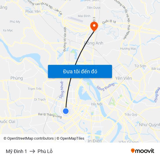 Mỹ Đình 1 to Phù Lỗ map