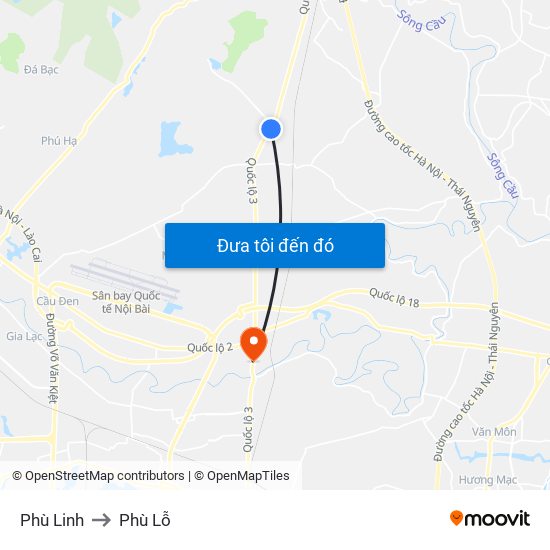 Phù Linh to Phù Lỗ map