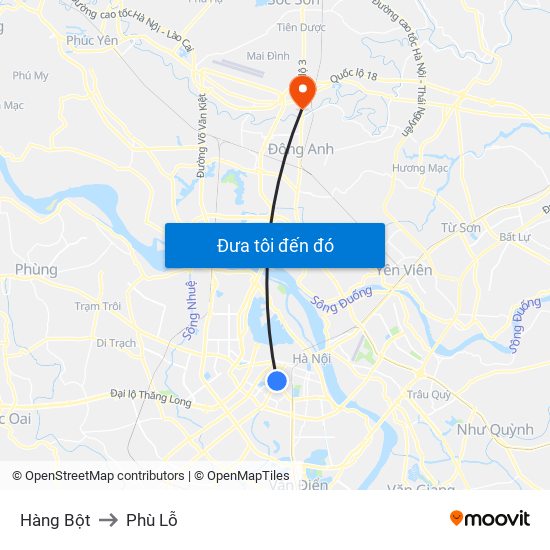 Hàng Bột to Phù Lỗ map