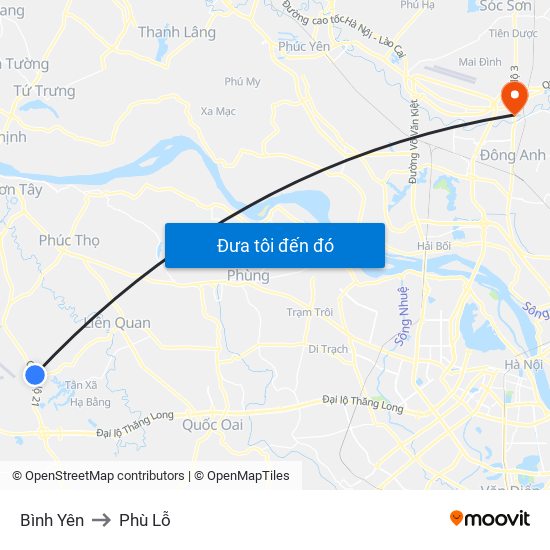 Bình Yên to Phù Lỗ map