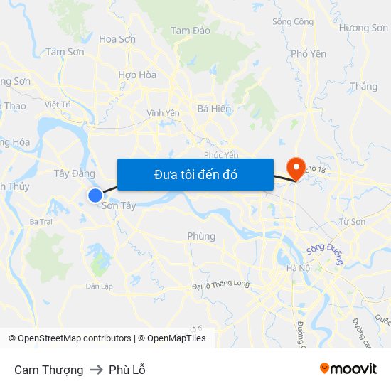 Cam Thượng to Phù Lỗ map