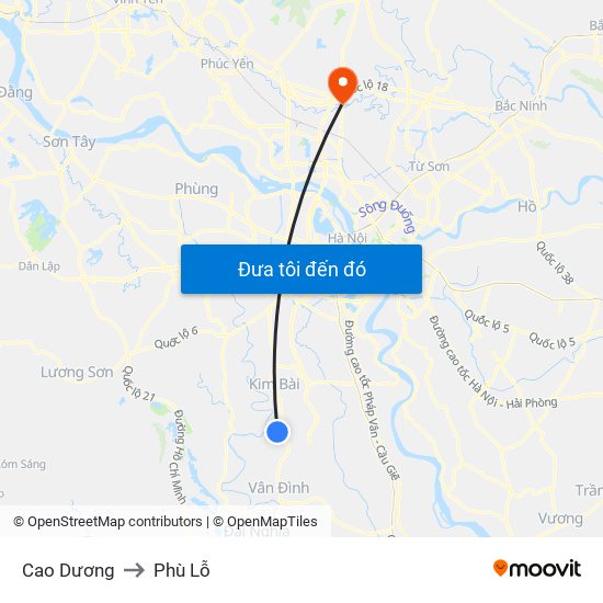 Cao Dương to Phù Lỗ map