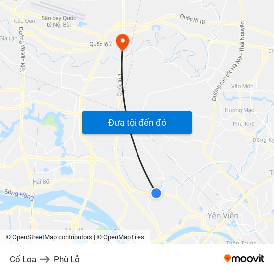 Cổ Loa to Phù Lỗ map