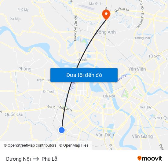 Dương Nội to Phù Lỗ map