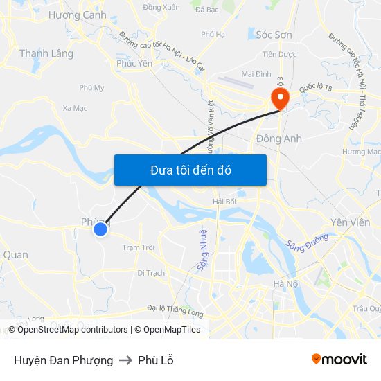 Huyện Đan Phượng to Phù Lỗ map