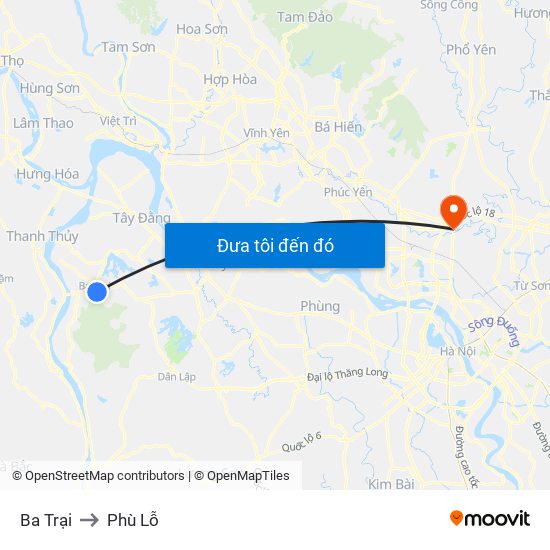 Ba Trại to Phù Lỗ map