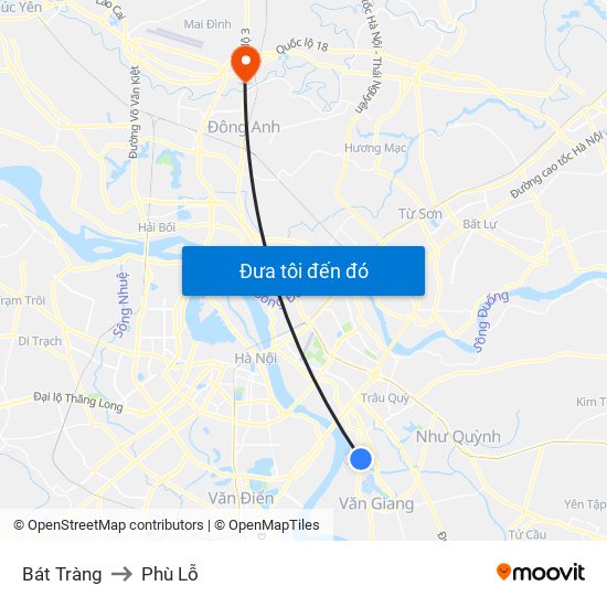 Bát Tràng to Phù Lỗ map