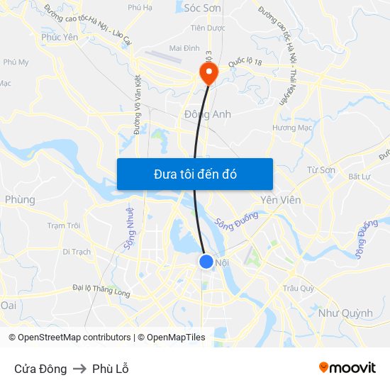 Cửa Đông to Phù Lỗ map