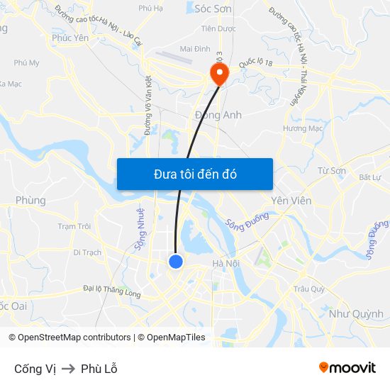 Cống Vị to Phù Lỗ map