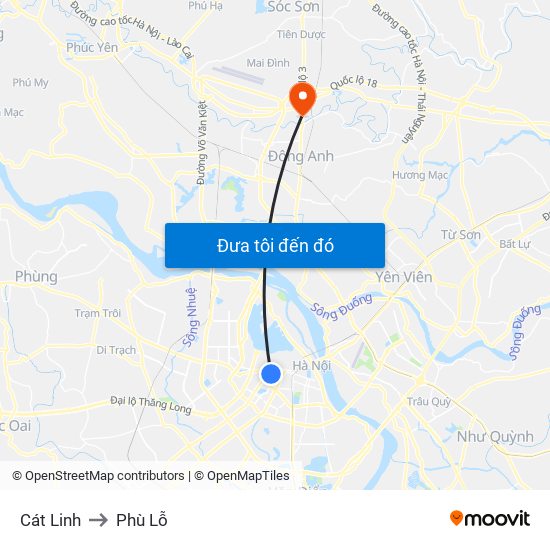Cát Linh to Phù Lỗ map