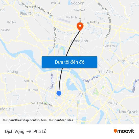 Dịch Vọng to Phù Lỗ map