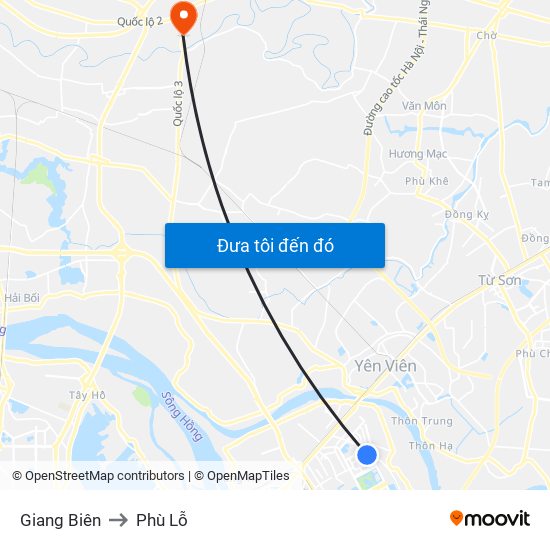 Giang Biên to Phù Lỗ map