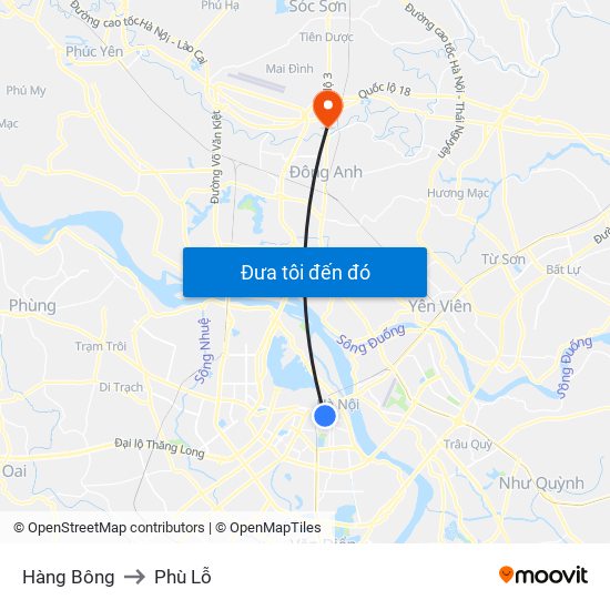 Hàng Bông to Phù Lỗ map